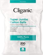 👍 cliganic super jumbo cotton balls - 200 count | hypoallergenic, absorbent, large size | 100% pure quality logo