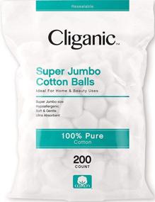 img 3 attached to 👍 Cliganic SUPER JUMBO Cotton Balls - 200 Count | Hypoallergenic, Absorbent, Large Size | 100% Pure Quality