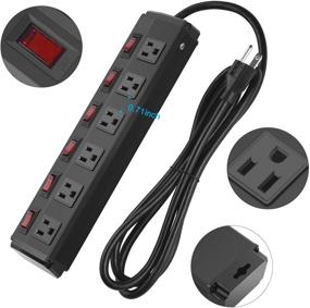 img 1 attached to 💡 6 Outlet Metal Power Strip Individual Switches: Heavy Duty Surge Protector with 6FT Power Cord - 300J, 15A, 1800W