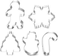 🎄 get festive this christmas with our 5 piece holiday cookie cutter set - snowman, christmas tree, gingerbread man, candy cane, snowflake molds! logo