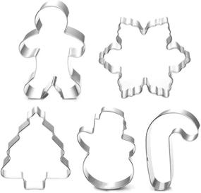 img 4 attached to 🎄 Get Festive this Christmas with our 5 Piece Holiday Cookie Cutter Set - Snowman, Christmas Tree, Gingerbread Man, Candy Cane, Snowflake Molds!