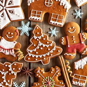 img 1 attached to 🎄 Get Festive this Christmas with our 5 Piece Holiday Cookie Cutter Set - Snowman, Christmas Tree, Gingerbread Man, Candy Cane, Snowflake Molds!