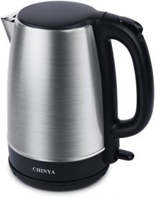 img 4 attached to 🔌 CHINYA Electric Kettle: 1.7L Stainless Steel Tea Maker with Blue LED Light & Fast Heating, Auto Shut-Off & Boil Dry Protection - Black