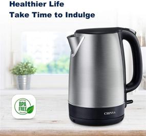 img 3 attached to 🔌 CHINYA Electric Kettle: 1.7L Stainless Steel Tea Maker with Blue LED Light & Fast Heating, Auto Shut-Off & Boil Dry Protection - Black