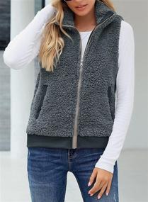 img 2 attached to Luvamia Womens Casual Fleece Vest Zipper Fuzzy Jacket Lightweight Winter Warm Sleeveless Sherpa Outwear Coat Pockets Black 16 18 Women's Clothing for Coats, Jackets & Vests