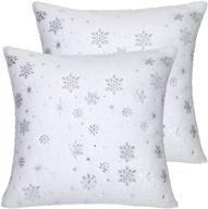 🎄 christmas cozy fleece throw pillow cover set - double sided snowflakes pillow cases for bed, sofa, car (white) logo