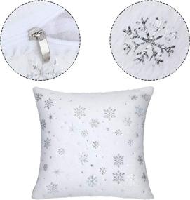 img 2 attached to 🎄 Christmas Cozy Fleece Throw Pillow Cover Set - Double Sided Snowflakes Pillow Cases for Bed, Sofa, Car (White)