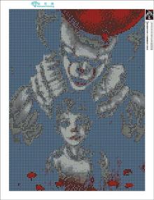 img 3 attached to Zimal Full Round 5D DIY Diamond Painting: Halloween Skull Man, Horror Clowns, and Baby Cross Stitch Mosaic Needlework, Diamond Embroidery - 11.8 X 15.8 Inch