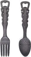 🍺 rust brown cast iron beer bottle opener set - spoon & fork kitchen barware (set of 2) логотип