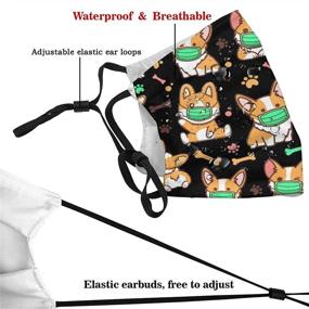 img 1 attached to 🐶 Black Corgis Face Mask - Fashionable, Dustproof, and Breathable with Adjustable Straps, Reusable Scarf Design, Washable & Protective Bandana - Includes 2 Filters