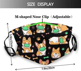 img 3 attached to 🐶 Black Corgis Face Mask - Fashionable, Dustproof, and Breathable with Adjustable Straps, Reusable Scarf Design, Washable & Protective Bandana - Includes 2 Filters