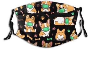 img 4 attached to 🐶 Black Corgis Face Mask - Fashionable, Dustproof, and Breathable with Adjustable Straps, Reusable Scarf Design, Washable & Protective Bandana - Includes 2 Filters