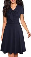 👗 yathon women's vintage ruched stretchy a-line skater dress with elegant bow tie: ideal for casual parties and swing events logo