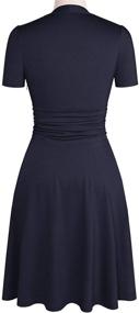 img 2 attached to 👗 YATHON Women's Vintage Ruched Stretchy A-line Skater Dress with Elegant Bow Tie: Ideal for Casual Parties and Swing Events