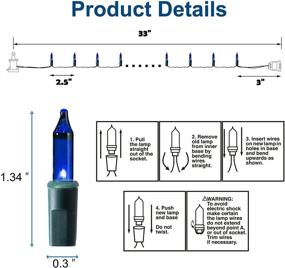 img 2 attached to 🎃 UL Certified 150-Count Christmas Lights Indoor Outdoor - Green Wire Incandescent Mini Halloween String Light for Xmas Tree, Patio, Holiday, Party, Home, Garden Decorations - Blue