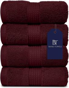 img 4 attached to Banio Towels Hand Towel 4 Pieces: Premium Quality Burgundy Towels, Soft and Absorbent, 100% Cotton