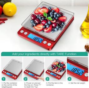 img 1 attached to 🔴 ORIA Digital Kitchen Scale: Accurate 3000g/0.01oz/0.1g Graduation, Back-Lit LCD Display, Tare & PCS Functions - Red