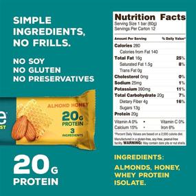 img 3 attached to 🥜 Rise Whey Protein Bars - Almond Honey: The Ultimate Protein Powerhouse for a Healthy Breakfast, Snack, or Post-Workout Boost - 20g Protein, 4g Fiber, 3 Whole Food Ingredients, Non-GMO, Gluten-Free, Soy-Free Bar - 12 Pack