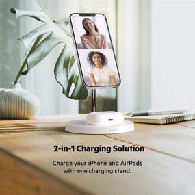 img 1 attached to 🔌 Belkin MagSafe 2-in-1 Wireless Charger: 15W Fast Charging Stand for iPhone 13, 12, Pro, Max, Mini & AirPods