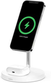 img 4 attached to 🔌 Belkin MagSafe 2-in-1 Wireless Charger: 15W Fast Charging Stand for iPhone 13, 12, Pro, Max, Mini & AirPods