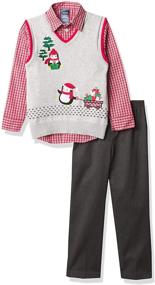 img 4 attached to Izod Boys' Holiday Sweater Vest Pants Set: The Perfect 3-Piece Outfit!