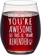 🍷 sometimes you forget you're awesome stemless wine glass - perfect gifts for women, men, teachers, friends, coworkers, moms, sisters - inspirational birthday, christmas, graduation, thank you gifts - 15oz логотип