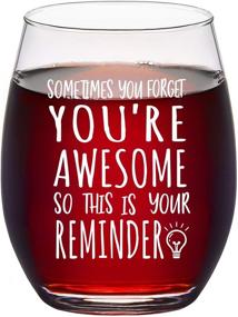 img 4 attached to 🍷 Sometimes You Forget You're Awesome Stemless Wine Glass - Perfect Gifts for Women, Men, Teachers, Friends, Coworkers, Moms, Sisters - Inspirational Birthday, Christmas, Graduation, Thank You Gifts - 15Oz