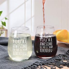 img 2 attached to 🍷 Sometimes You Forget You're Awesome Stemless Wine Glass - Perfect Gifts for Women, Men, Teachers, Friends, Coworkers, Moms, Sisters - Inspirational Birthday, Christmas, Graduation, Thank You Gifts - 15Oz