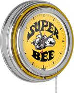 optimized for seo: trademark gameroom dodge chrome double rung neon clock - super bee logo