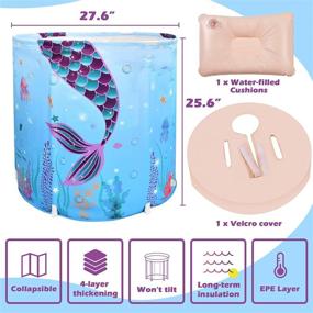 img 3 attached to Mermaid Foldable Freestanding Bathtub - Portable Spa for Adults & Kids | Keep Temperature | Ocean Theme | Ice Bath Tub for Bathroom, Shower Stall, Caravans | Perfect Gift