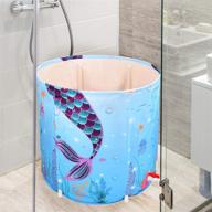 mermaid foldable freestanding bathtub - portable spa for adults & kids | keep temperature | ocean theme | ice bath tub for bathroom, shower stall, caravans | perfect gift logo