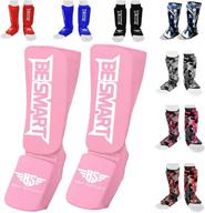 🥊 besmart muay thai mma kickboxing shin guards for kids, adults, youth, men, and women - protective gear equipment with instep guard for training, sparring, shin kick pads логотип