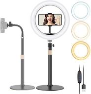 📸 etubby webcam stand phone holder with 10-inch ring light [3-mode, 10-level] desktop live stream lighting lamp mount for cellphones, logitech webcam c922 c930e c930 c920 c615, etc. (1/4 threads) logo