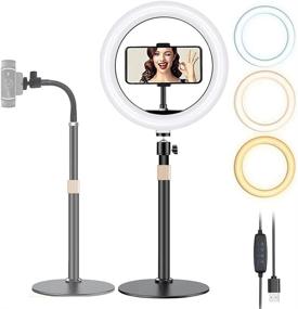 img 4 attached to 📸 Etubby Webcam Stand Phone Holder with 10-inch Ring Light [3-Mode, 10-Level] Desktop Live Stream Lighting Lamp Mount for Cellphones, Logitech Webcam C922 C930e C930 C920 C615, Etc. (1/4 Threads)