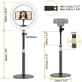 img 3 attached to 📸 Etubby Webcam Stand Phone Holder with 10-inch Ring Light [3-Mode, 10-Level] Desktop Live Stream Lighting Lamp Mount for Cellphones, Logitech Webcam C922 C930e C930 C920 C615, Etc. (1/4 Threads)