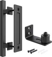 🚪 smartstandard 12-inch heavy-duty barn door handle set with adjustable floor guide for gates, garages, sheds, and furniture, square design логотип