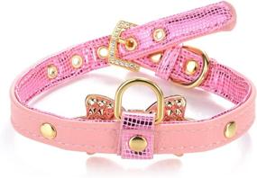 img 2 attached to LOVPE Gold Bling Diamond Giltter Leather Fashion Collar: Perfect for Small Dogs, Cats, Puppies, and 🐕 Kitties! Ideal for Walking, Travel, Party Gifts, and More! Suitable for Tedd, Poodle, Bulldog, Yorkshire Terrier & More!