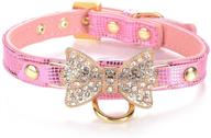 lovpe gold bling diamond giltter leather fashion collar: perfect for small dogs, cats, puppies, and 🐕 kitties! ideal for walking, travel, party gifts, and more! suitable for tedd, poodle, bulldog, yorkshire terrier & more! logo