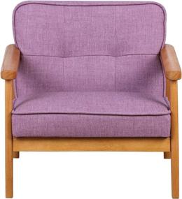 img 3 attached to 🪑 BabyLand Toddler Chair - Single Kid Sofa Chair with Solid Wood Structure and Linen Fabric for Kid Gift in Light Purple Shade