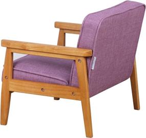 img 1 attached to 🪑 BabyLand Toddler Chair - Single Kid Sofa Chair with Solid Wood Structure and Linen Fabric for Kid Gift in Light Purple Shade