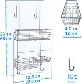 img 1 attached to 🚿 Смартак Овер Де Дор Шауэр Кэдди: Ржавчинеустойчивая полка-органайзер для ванной комнаты - Стальная настенная вешалка СУС201 для общежития, туалета, ванны и кухни - Серебро