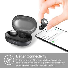 img 3 attached to 🎧 Беспроводные наушники Tranya T3 - обновленный Bluetooth 5.0, глубокие басы с встроенным микрофоном, спортивные наушники для 6-8 часов непрерывной работы, общее время работы 60 часов, быстрая зарядка Type-C, черный