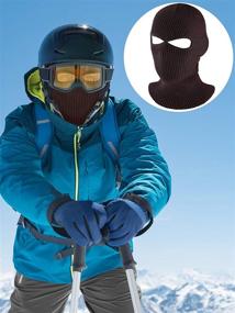 img 3 attached to 🧤 Winter Ski Mask with 2-Hole for Adults - Full Face Cover Knitted Balaclava for Optimal Winter Protection