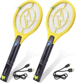 img 4 attached to Tregini Mini Electric Fly Swatter 2 Pack - Rechargeable Bug Zapper Tennis Racket | Safe Touch Mesh Net + Built-in Flashlight | Kills Insects, Gnats, Mosquitoes, and Bugs!