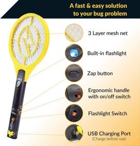 img 2 attached to Tregini Mini Electric Fly Swatter 2 Pack - Rechargeable Bug Zapper Tennis Racket | Safe Touch Mesh Net + Built-in Flashlight | Kills Insects, Gnats, Mosquitoes, and Bugs!