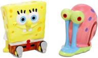 spongebob squarepants salt & pepper shaker set - spongebob and gary ceramic figure designs logo