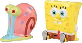 img 3 attached to SpongeBob SquarePants Salt & Pepper Shaker Set - SpongeBob and Gary Ceramic Figure Designs