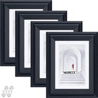 🖼️ wuirccx 5x7 picture frames - set of 4, black with hd real glass & 4x6 mat: wall/tabletop display, hanging hardware included логотип