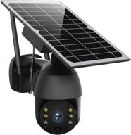 🔆 solar powered wireless security camera outdoor: enster pan tilt wifi home smart cam with spotlight, battery, solar panel, color night vision, motion detection, 2-way audio, sd & cloud storage-black logo