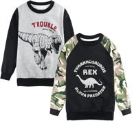 zukocert toddler boys sweatshirts - cartoon dinosaur tops for kids, cotton crewneck long sleeve sweatshirt, 3-10t logo